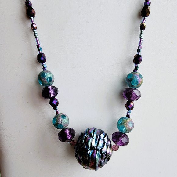 One of Kind Necklace Dichroic with One of Kind Paula Radke Centerbead - Picture 1 of 3